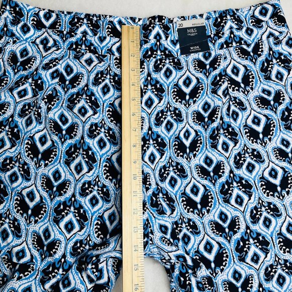 NWT M&S Collection Womens Blue High Rise Stretch Wide Leg Cropped Pants Size 20 - Picture 8 of 10